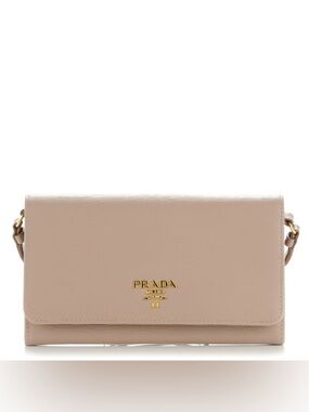 Prada Saffiano Leather Crossbody Wallet Bag Pink Elegant Luxury New